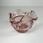 Fenton Light Pink Cranberry Art Glass Ruffled Edge Rose Bowl Type Vase 3 1/4"