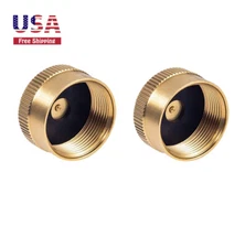 2PCS Universal Solid Brass Refill 1 LB Propane Bottle Cap Protect Sealed Cap