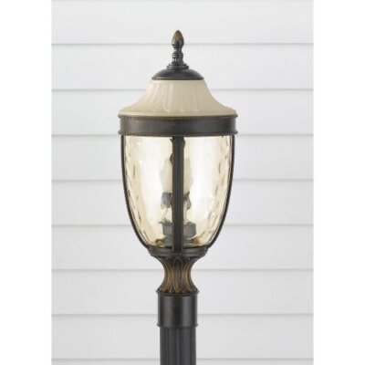 Murray Feiss Brookside 9.75'' Outdoor Post Lantern   Bronze, Water Glass