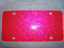 Blank Pink Sparkle Laser Cut Acrylic License Plate 6" x 12" Made in USA