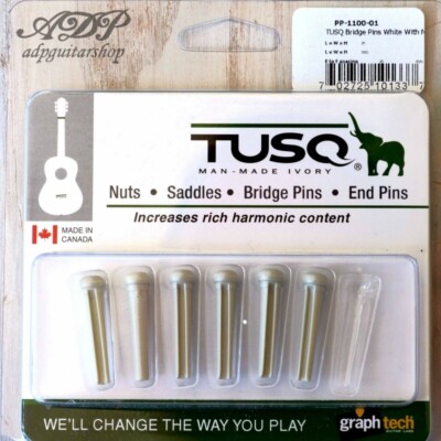 6 Stifte Tusq PP-1100-01 Weiß Graph Tech Akustische Gitarre Bridge Wirbel Weiß