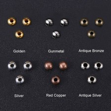 40 Assorted Spacer Beads Mixed Lot Round Metal Copper Silver Gold 5mm Findings
