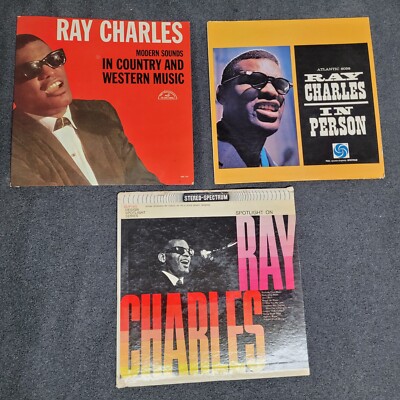 Ray Charles Spotlight In Person Sings Country Western 3 Vinyl Record Set Good