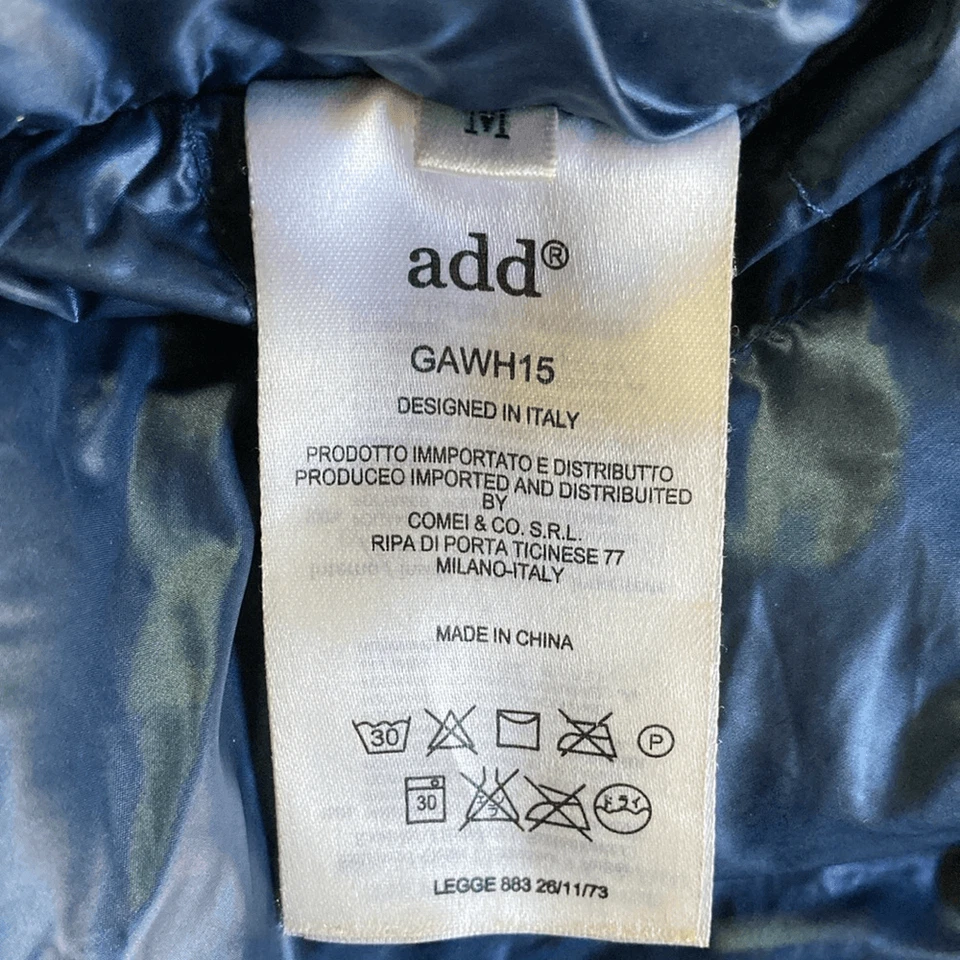 Add Italy Down Jacket Womens Size M Navy Blue Zip & Snap A Shape Cocoon - Image 4 of 4