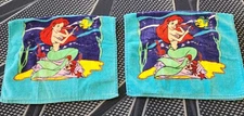 Set Of 2 Vintage Disney's Franko  The Little Mermaid Bath Hand Towels- Colorful!
