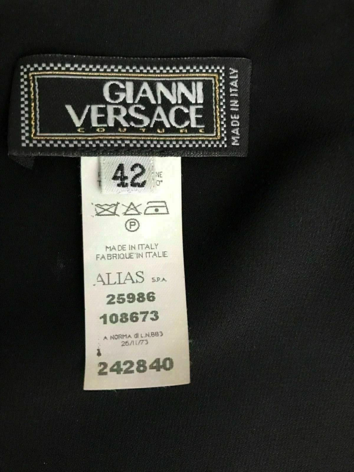 Abito Sexy Gianni Versace Couture Misto Seta Piccolo Nero UK 12 MAI INDOSSATO con etichette