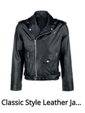 Herren Lederjacke Classic Style XXL  Schwarz Biker Gothic Metal Motorradjacke