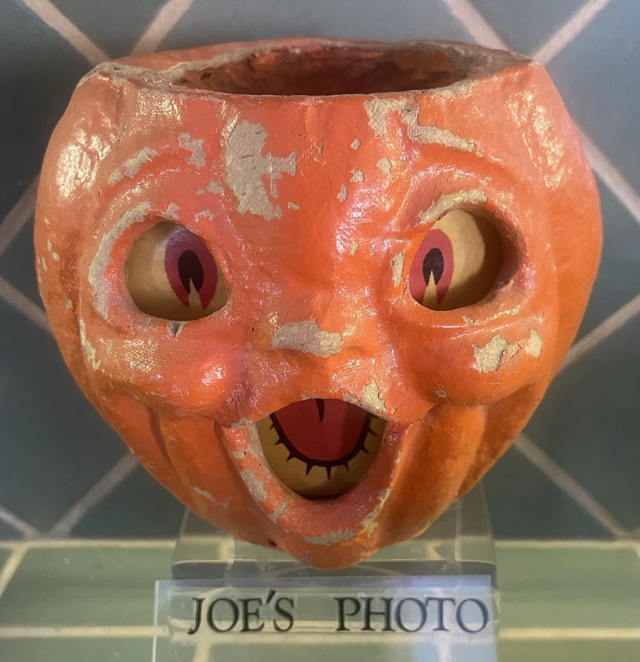 Vintage Halloween-Paper Mache-Choir Boy Jack-O-Lantern 5.5" repro. inserto BONITO! Foto 4 de 4