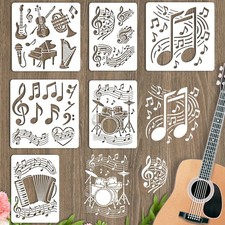 6pcs Musical Instrument Stencil for Painting 11.8x11.8 Inches Reusable Music ...