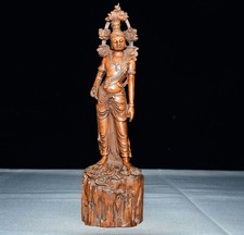 Exquisite Small Leaf Boxwood Guanyin Ornament