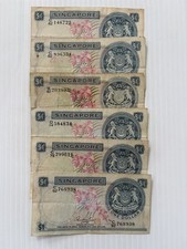 Singapore 1 Dollar ND (1967) Lot of 6 Banknotes See Description