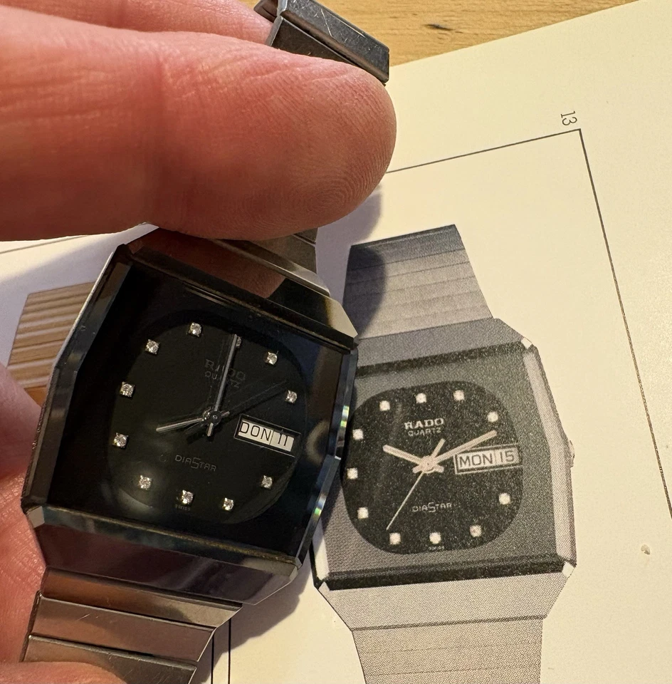 Rado DiaStar Quartz (mit Tag/Datum) und original Broschüre/Preisblattaus 1982 - Bild 1 von 4