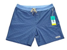 Fair Harbor The Nautilus Boardshort Size 38 Blue Waves Swim Trunks 8" NWT