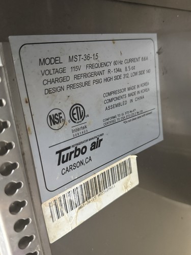 Turbo Air MST-36-15 Commercial Refrigerated Prep Table MST-36-15 Commercial