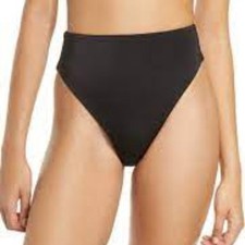 NWT Chelsea28 Nordstrom High rise Bikini Bottoms Black Easy Retro Sz M