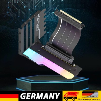 Vertikale GPU-Montagehalterung mit 15 cm PCI-E 4.0 X16 Riser-Kabel (Schwarz Hell