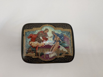 Vintage 1991 Russian ''Sleeping Beauty'' Porcelain Music Box by Kholuy 3348A