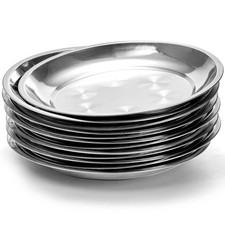 WUWEOT 10 Pack Stainless Steel Dinner Plates, 10" Round 10 inches, Silver