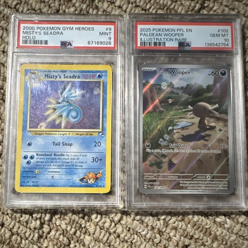 Pokemon TCG PSA Graded Lot 2 Misty’s Seadra Gym Heroes Holo #9 + Wooper #102