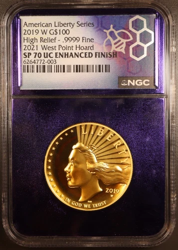 2019-W 1oz Enhanced High Relief American Liberty Gold NGC SP70 WEST POINT HOARD