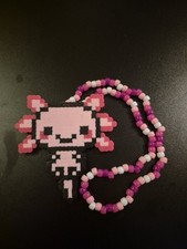 New Pink Axolotl Perler Necklace EDM Rave Dance