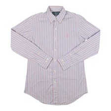 Ralph Lauren Shirt Mens SMALL Purple Dress Long Sleeve Button Up Striped S 14.5