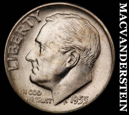 1955-D Silver Roosevelt Dime - Lustrous Choice Gem Brilliant Uncirculated #i4756