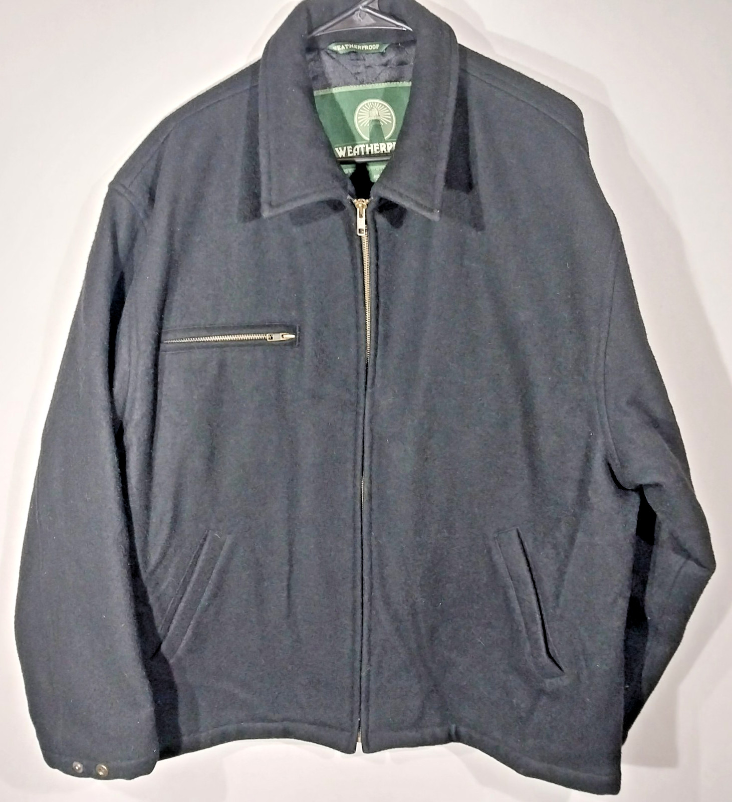 Weatherproof Rain Wind Cold 100% Wool Bomber Jacket Inside P