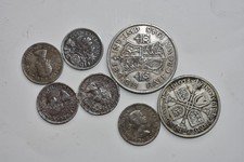 🪙 1931 George V Florin (two shillings 50% Silver), 1948 half crown,& 5 x6d 