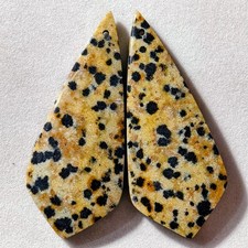 59 Cts Natural Dalmatian Jasper Drilled Pair Cabochon Gemstone 44 X 18.5 MM