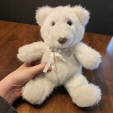 Vtg 1990 Dakin Wind-Up Musical White Teddy Bear Plush Stuffed Toy 10" Toyland