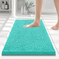 Luxury Chenille Bathroom Rugs 24x16, Extra Soft and 24'' x 16'' Turquoise