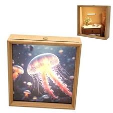 4-in-1 Wooden Picture Frame Wind Up Music Box with Mirror, Rechargeable 3