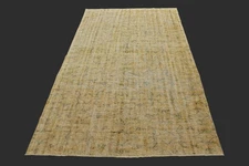 Vintage Turkish Oushak Rug, Yellow 5x8 ft, Handmade Wool, Bohemian Anatolian