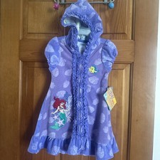 NEW Swim CoverUp Ariel Little Mermaid Disney Girl Size 4 Zip Purple Flounder