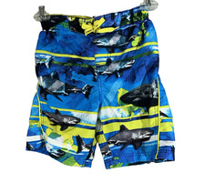 Boys Shark Swim Shorts Medium 5/6 Blue Board Trunks Quick Dry Summer Beachwear