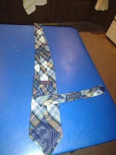 Men's Necktie Rooster Ruffler Made For Strawbridge and Clothier Plaid Multicolor