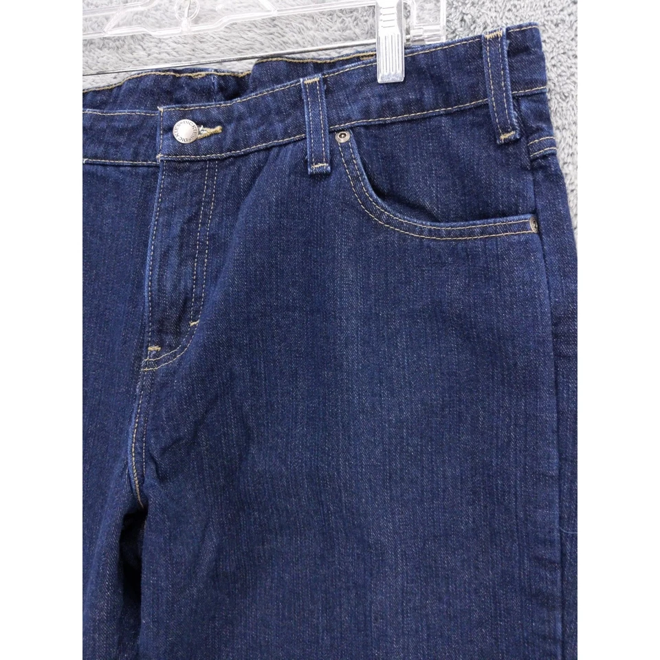 Dickies 女式宽松版型深色水洗直筒牛仔裤棉质格子衬里 14 码 — 第 3/4 张图片