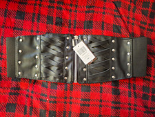 Hot Topic Black Underbust Corset Belt Studded Lace-Up Front Zip