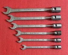 S-K Tools SAE 6 pc SET flex head combination socket wrench SET 7/16” to 3/4" USA