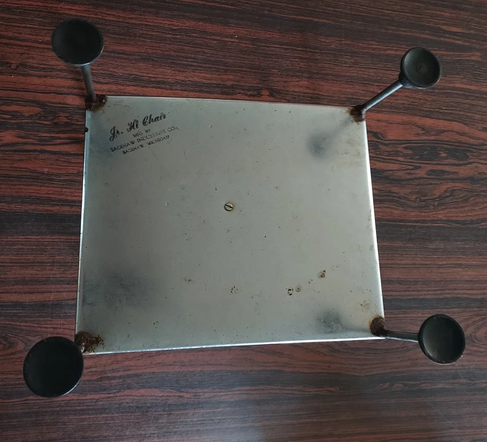 Vintage Child Toddler Booster Seat Highchair 1950s yellow vinyl  and Chrome  - Image 3 of 4