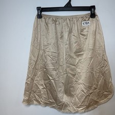 Vanity Fair 20  Half Slip Womens M Beige Nude Side Slit Lace Hem