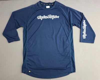 Troy Lee Designs Shirt Mens Large Blue MTB 3/4 Sleeve Performance Pockets Bike - Image 1 of 4
