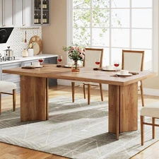 63-Inch Rectangular Dining Table for 4-6 People, Wood Farmhouse Kitchen Table