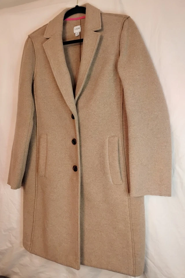 J. Abrigo largo Crew Daphne italiano de lana hervida marrón tostado talla 6 Foto 2 de 4