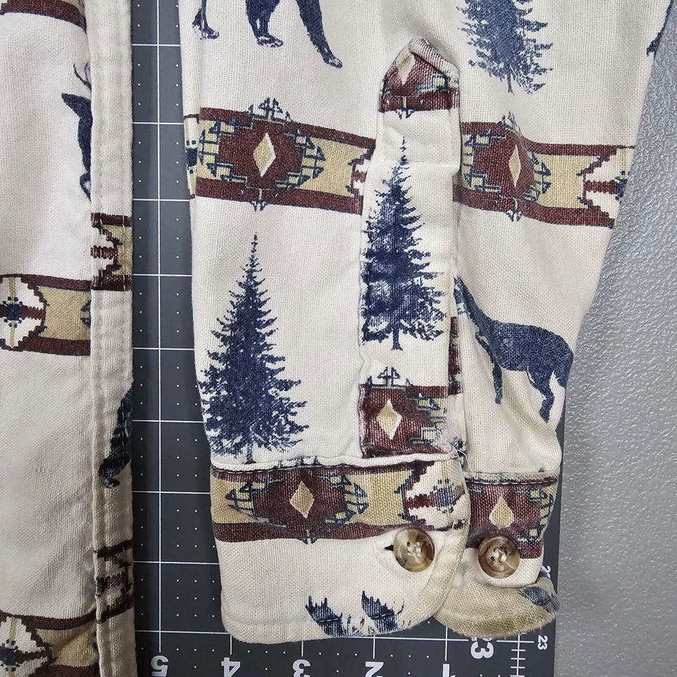 Vintage Cabelas Shirt XL USA Made Aztec Animal Moose Fox Bear Deer Native Navajo - Image 3 of 4
