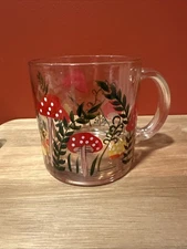 Vintage Looking Jumbo Clear Glass Mushrooms Mug