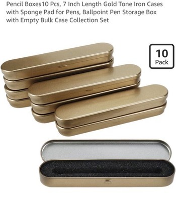 LC LICTOP Gold Pencil Boxes 10 Pcs, 7 Inch Length Gold Tone Iron Cases