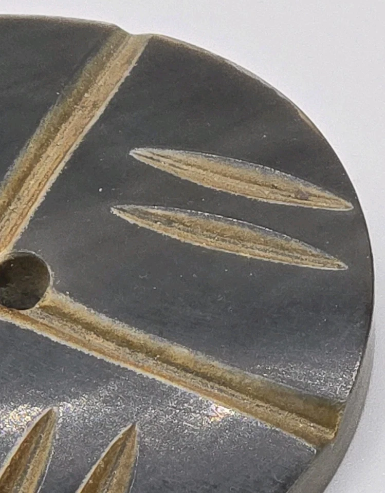 New Large 2 inch Carved Burnt Horn Button 2-Hole - Image 3 of 4