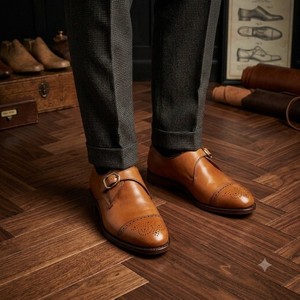 Vintage Allen Edmonds Monk Strap Shoes Mens 10.5 E Tan Leather Cap Toe USA Allen Edmonds E Brown Dress Shoes for Men for sale | eBay main image 3